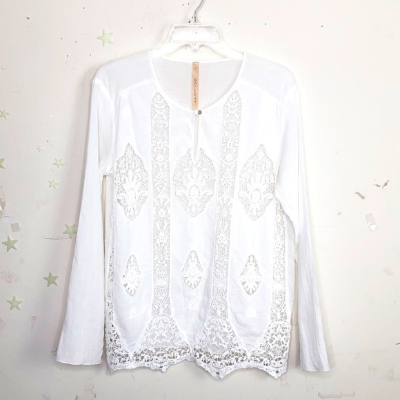 BAILEY 44 medium white embroidered BoHo tunic blouse - Picture 1 of 7